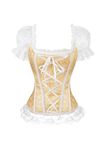 OMZIN Women Floral Print Lace Top Off Shoulder Corset Bustier Boned Stylish Corset Renaissance Lightweight Corset Yellow 7XL