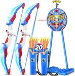 2 Pack Kids Bow and Arrow, LED Light Up Archery Toy Set with 20 Suction Cup Arrows, Standing Target & Arrow Case,Kids Indoor and Outdoor Toys Birthday Gifts Ideas for 3 4 5 6 7 8 9 10 11 12 Year Boys
