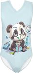 Pzuqiu Cartoon Pattern Kids Girls Bathing Suits One Piece Swimsuit Soft & Quick Dry, 5-14Years, Cute Painting Panda, 7-8 Years