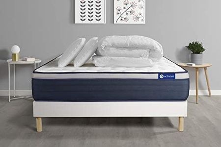 Actisom Pack prêt à Dormir Matelas Mémoire de Forme ACTIMEMO Max 160x200 cm Maxi épaisseur + sommier KIT Blanc + 2 oreillers +Couette - Epaisseur : 26 cm - Confort : Ferme