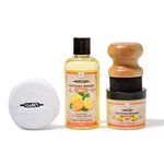 CLARK'S Cutting Board Finishing Kit - Includes Food Grade Cutting Board Oil (12 oz) - Cutting Board Wax (6oz) - Board Oil Applicator and Buffing Pad - Orange-Lemon Scented - Butcher Block Oil Included