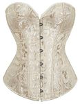 Alivila.Y Fashion Womens Vintage Floral Denim Overbust Corset Bustier Top, Cream, S