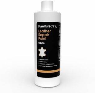 Furniture Clinic Leather Repair Paint | 2-in-1 Seal and Color | Use on Scratches, Tears, and Holes in Car Seats, Furniture | Quick and Easy Leather Repair Kit for Furniture (White, 500ml / 17oz)