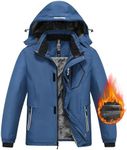 MoFiz Boys Skiing Jacket Winter Warm Thick Snow Coat Waterproof Fleece Kids Outerwear Hooded Fleece Snowboard Jackets Denim Blue Medium