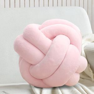 Wadser Short Plush Knot Ball Pillow, Waist Cushion Pillow Home Decoration Plush Throw Pillow Cushion for Sofa Car Office Decor, (Pink, 9.8x9.8)