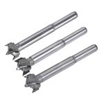 TOP-VIGOR Forstner Drill Bits 14mm 15mm 16mm Dia, Carbide Alloy Steel Forstner Bit with Round Shank, Boring Bit Cutter for Woodworking Hole Drilling(3in1 Set)