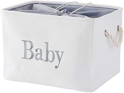 INough Baby Basket, Fabric Baby Shower Storage Bin Bathroom Basket for Boys or Girls,Towels,Wipes,Diapers and Toy Organizer Gifts, Large Storage Basket for Nursery/Kids Room (16 x 12.2 x 11 Inches)