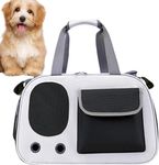 Glaceon Approved Pet Carrier for Small Cats Dogs, Travel Bag with Ventilated Window, Cat Carrier Airline Approved, Soft Sided Dog Carrier, Locking Safety Zippers,Carrying Strap (White)