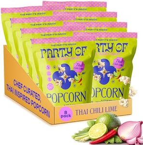Party of Thai Chili Lime Popcorn Snack – Savory Citrus Heat with Spicy Kick – Gluten-Free, Veggie-Based, Healthy Snack – Individually Wrapped for Easy Snacking – Full Size Box of 8 – Chili Lime