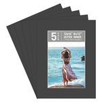 Golden State Art, Pack of 5 Acid Free Bevel Cut 4-Ply Thickness White Core Picture Mats for Photos (Black, 12x16 for 8x12 Photo)