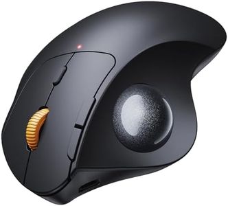 ProtoArc Wireless Trackball Mouse, EM04 Ergonomic Bluetooth Rollerball Rechargeable Computer Laptop Thumb Control Mouse, Compatible with PC, iPad, Mac, Windows-Gray Ball