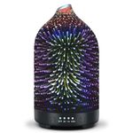 Essential Oil Diffuser 3D Firework Glass Aromatherapy Diffuser Electric Air Mist Scented Oil Aroma Diffuser Ultrasonic Waterless Auto Shut-Off 7-Color LED Lights for Home Office Yoga SPA Gift 120ml