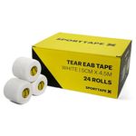 Box of 24 Rolls - SPORTTAPE EAB Tape | 5cm x 4.5m - White - Tearable Elastic Adhesive Bandage | Thumb Tape | Rugby & Football Sports Tape - Wrist, Ankle, Ear Strapping Tape | Injury Medical Tape