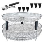 Upgrade Air Fryer Rack, Three Stackable Dehydrator Racks for Gowise Phillips USA Cozyna Ninja Airfryer,Stainless Steel Round Air Fryer Rack Fit all 4.2QT - 5.8QT Air fryer,Oven,Press Cooker (Round)