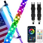 ALIESTFDNO (2 Pack) Upgraded 3FT RGB Whip Lights with Anti-Fracture Spring Base, Spiral Led Whip Light with Remote & App ControI, for UTV ATV Jeep Off-Road RZR Polaris Truck Car, and 4X4 Sand Buggy