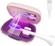 UV Toothbrush Covers Case and Holder with Light,Toothbrush Covers with Holder, Rechargeable Portable Toothbrush Cleaner Case, Toothbrush Box Fan with Dryer（Pink）