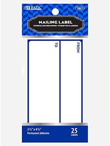 BAZIC Products Mailing Label 4 1/2" x 2 1/2" Self Adhesive Shipping Labels, Easy to Peel Address Labels, Matte White (25/Pack), 24-Packs