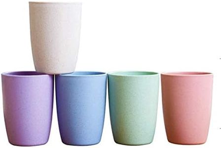 Choary Eco-Friendly Unbreakable Reusable Drinking Cup for Adult (12 OZ), Wheat Straw Biodegradable Healthy Tumbler Set 5-Multicolor, Dishwasher Safe