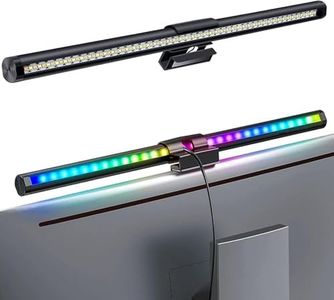 44cm Monitor Light Bar with RGB Backlight, Eye-Care Computer Light Bar for Gaming Office, Dual Light, 15 Modes Backlight, 5 Color Temperature Adjustable Brightness