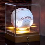 Fitense Baseball Display Case with Led Light, Rechargeable Acrylic Baseball Case Display for Balls, UV Protected Baseball Holder Case, Clear Baseball Stand Baseball Cube Box for Memorabilia Baseball