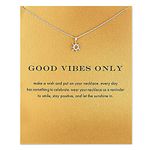 ZYAWP Message Card Sun Pendant Necklace Silver Friendship Sisters Sun Good Luck Crane Pendant Y Chain Necklace for Women and Girl Gift (silver Sun 2)