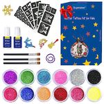 Temporary Glitter Tattoos Kit for Girls, 12 Color Tattoo Set for Creative Kids, Fun Arts & Crafts for Girls, Great Birthday Presents Gift for 6 7 8 9 10 Year Old Girls