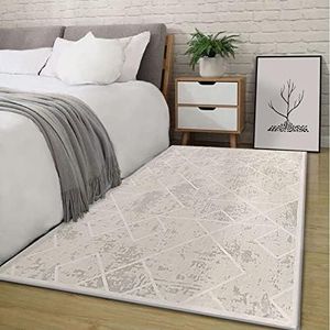 Leesentec Area Rugs Moroccan Geometric Stripe Rug for Living Room Bedroom Floor Mat Washable Rug Soft Non-Slip Carpet Indoor Rugs Home Decor (Ivory,80 * 120cm)