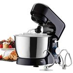 Cooks Professional Stand Mixer | 8 Speed 4.5L Mixing Bowl 1000W Electric Mixer | with Mixing Bowl, Splash Guard, Balloon Whisk, Beater & Dough Hook | Kitchen Cake Mixer & Dough Mixer | Black