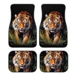 LACIYISON Car Floor Mats Wild Tiger Print Non-Slip Backing Front & Rear Mats Carpets Car Rug Vehicle Floor Protection Rugs Universal Fit Mats, Set of 4