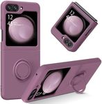 DOMAVER for Samsung Galaxy Z Flip 5 Silicone Case with Ring Holder Kickstand, Gel Rubber Slim Soft Shockproof Samsung Z Flip 5 Cover, Simple Flip 5 Case for Men Women, Purple