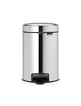 Brabantia NewIcon Pedal Bin 3 L (Brilliant Steel) Soft-Closure Bathroom Rubbish Bin, Removable Inner Bucket + Free Binbags