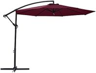 Panana 3M Garden Cantilever Parasol Outdoor Banana Hanging Umbrella 8 Sturdy Ribs with Crank Mechanism Sun Shade Canopy for Poolside, Deck, Patio and Balcony Wine Red