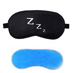 Jenna Polyester Cute Sleeping Eye Shade Mask Cover For Insomnia, Meditation, Puffy Eyes And Dark Circles Black With Gel