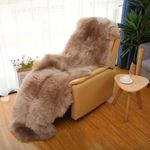 Altlue Real Sheepskin Rug Fluffy Sheepskin Throw Genuine Sheepskin Rug Sheepskin Seat Covers For Chairs Recliner Sofa (2.3x6.5ft) (Color : Bean paste color)