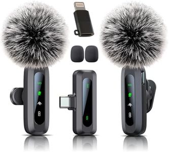 Uewpv Microphone wireless,Microphone for iPhone & USB-C Plug, mini mic Wireless mic with Noise Reduction,mini microphone LED Display -wireless microphones Ideal for Vlog, TikTok & Content Creation
