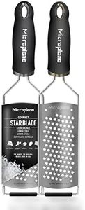 Microplane Râpe de cuisine Lame à étoile pour le fromage à pâte dure, agrumes, chocolat, gingembre et noix de muscade en noir et en acier inoxydable