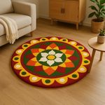 Roseate Rangoli (60x60 cm) Super Soft Microfiber 1800 GSM Decorative Mat Anti-Skid Door Mats for Home/Bathroom Mat/Bedroom/Kitchen/Floor Mat (Maroon)
