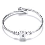 Luluadorn Women Heart M Initial Letter Charm Cuff Bracelets Expandable Stainless Steel Alphabet Name Bangle Bracelets Birthday Gifts