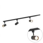 Qazqa - Modern 1-Phase Track System with 3 Spots Black - Jeana- - Modern - Suitable for LED GU10 | 3 Way Light - Steel Surface-Mounted spotway Light - Suitable for Bedroom I