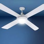 Devanti 52'' Ceiling Fans, Fan Lights and Remote for Bedroom Living Room Indoor, AC Motor Control LED Light 3 Speed 130cm Reversible White Quiet Breezes 3 Color Lighting