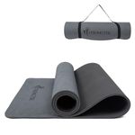 Strongtek Extra Thick Yoga Mat, 8mm, Sustainable TPE Yoga Mat for Women and Men, Double-Sided Non-Slip Gymnastics Mat, Fitness Mat with Carrying Strap for Pilates and Floor Exercises(black)