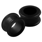 KJM FASHION 2PCS Silicone Black 3/4 inch 20mm Double Flared Saddle Earring Stretcher Ear Tunnel Gauges Lobe Piercing Jewellery 2609