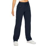 mosingle Women's Walking Cargo Trousers Lightweight Quick Dry UPF 50 Hiking Pants Safari Travel Work Casual Golf Trousers Zip Pockets #6608-Dark Blue-L