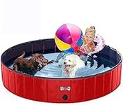 V-HANVER Foldable Dog Pool Collapsible Heavy Duty PVC Pet Pool Bath Tub for XLarge Dogs and Puppies, 63 X 12 inch