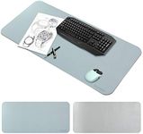 Chihein Dual Sided Office Desk Pad, 95x40cm Large Gaming Mouse Pad, Waterproof PU Leather Desk Blotter Protector Mousepad Writing Pad (Light Blue/Silver)