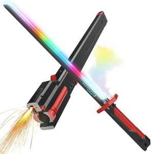 Fiddlys LED Toy Sword with Smoke & Spark Effects, 7-Color RGB Light Blade with Sound FX, Anime Inspired Cosplay Katana for Roleplay, Halloween Costume, Party Prop, Kids & Collectors Display Toy