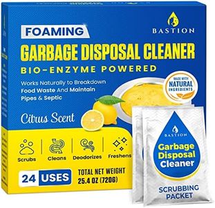 Garbage Disposal Cleaner and Deodorizer - 24-Count (1-Year Supply) Foaming Lemon Scented Kitchen Sink Freshener Pods & Drain Odor Eliminator Disposer Care by Bastion