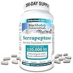 Serrapeptase Enzyme, High Potency 120000 Units (SPU), 200-Day Supply, Delayed Release Vegetarian Capsules (DRcaps) For Maximum Absorption