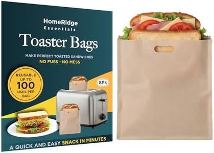 Reusable Toaster Bags for Sandwiches – Non-Stick Toaster Oven Bags for Grilled Cheese, Paninis, Wraps & Breakfast – Keeps Toasters Clean, Crumb-Free, Mess-Free Cooking - 8 Pack