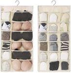 FAB ELLITE Double Sided 30 Pockets Clear Hanging Bag Socks Bra Underwear Rack Hanger Storage Organizer Wall Hanging Closet Shelves Storage Pockets Non Woven Fabric Matrial (Pack Of 1, Non-Woven)